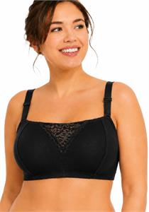 95% Cotton and Lace Non Wired Bandeau Bra Black